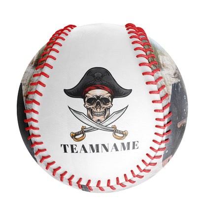 Custom White Pirate Skull Photo Baseballs