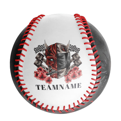 Custom White Half Face Devil Skull Photo Baseballs