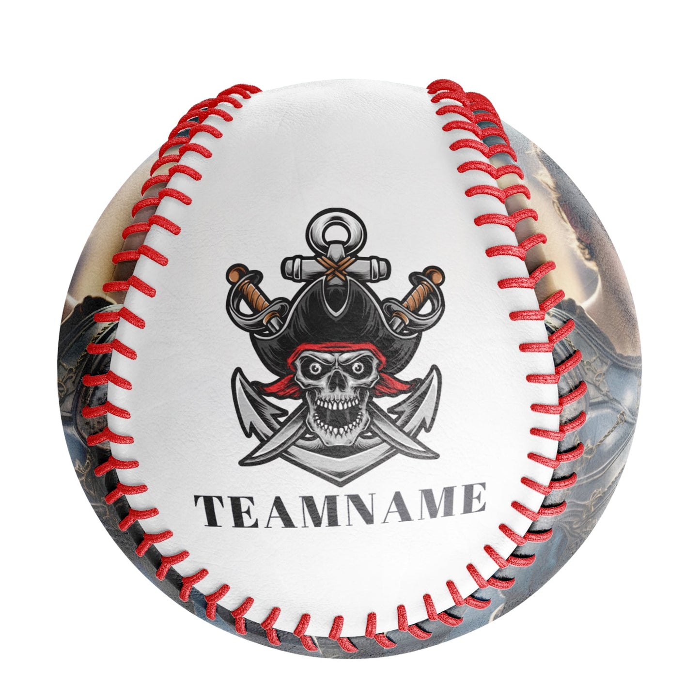 Custom White Pirate Skull Photo Baseballs