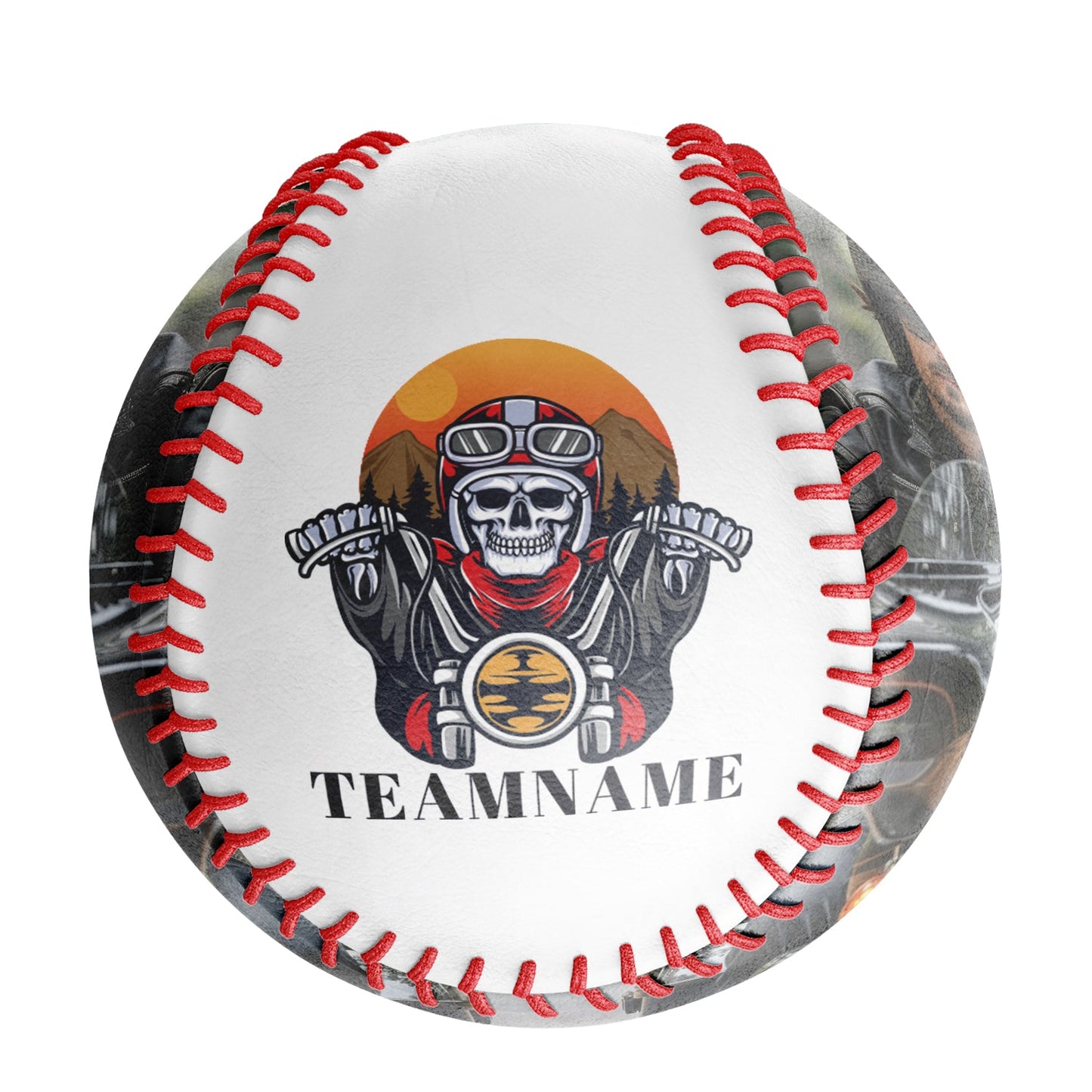 Custom White Motorcycle Skull Photo Baseballs