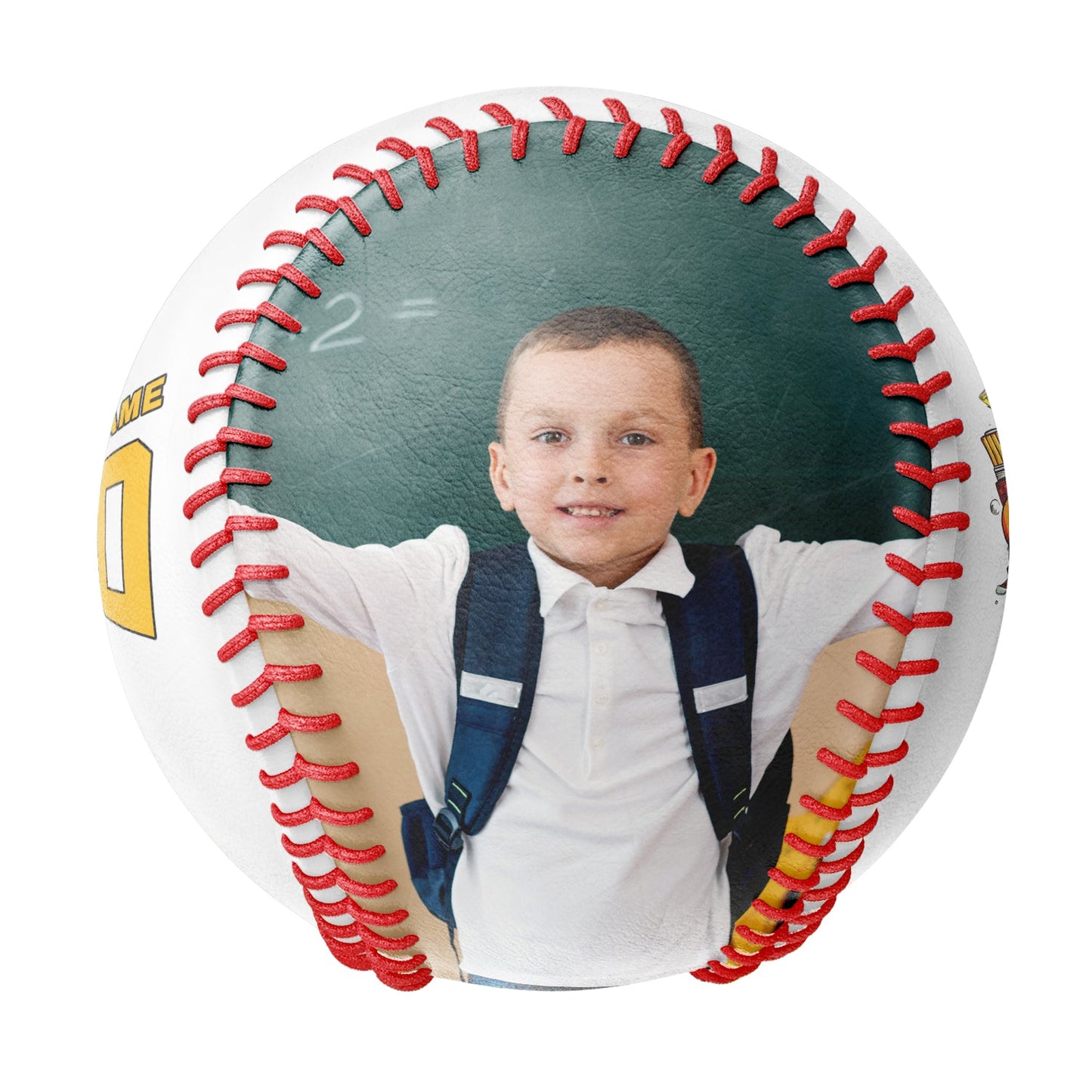 Custom White Ready Set Learn Starting School 7th Grade Photo Baseballs