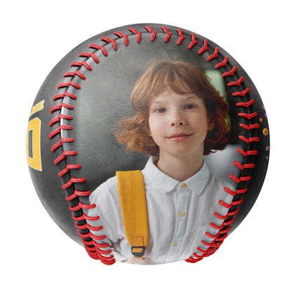 Custom Black Ready Set Learn Starting School 4th Grade Photo Baseballs