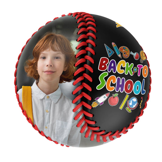 Custom Black Back To School Photo Baseballs