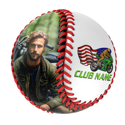 Custom White Flag Motorcycle Photo Baseballs