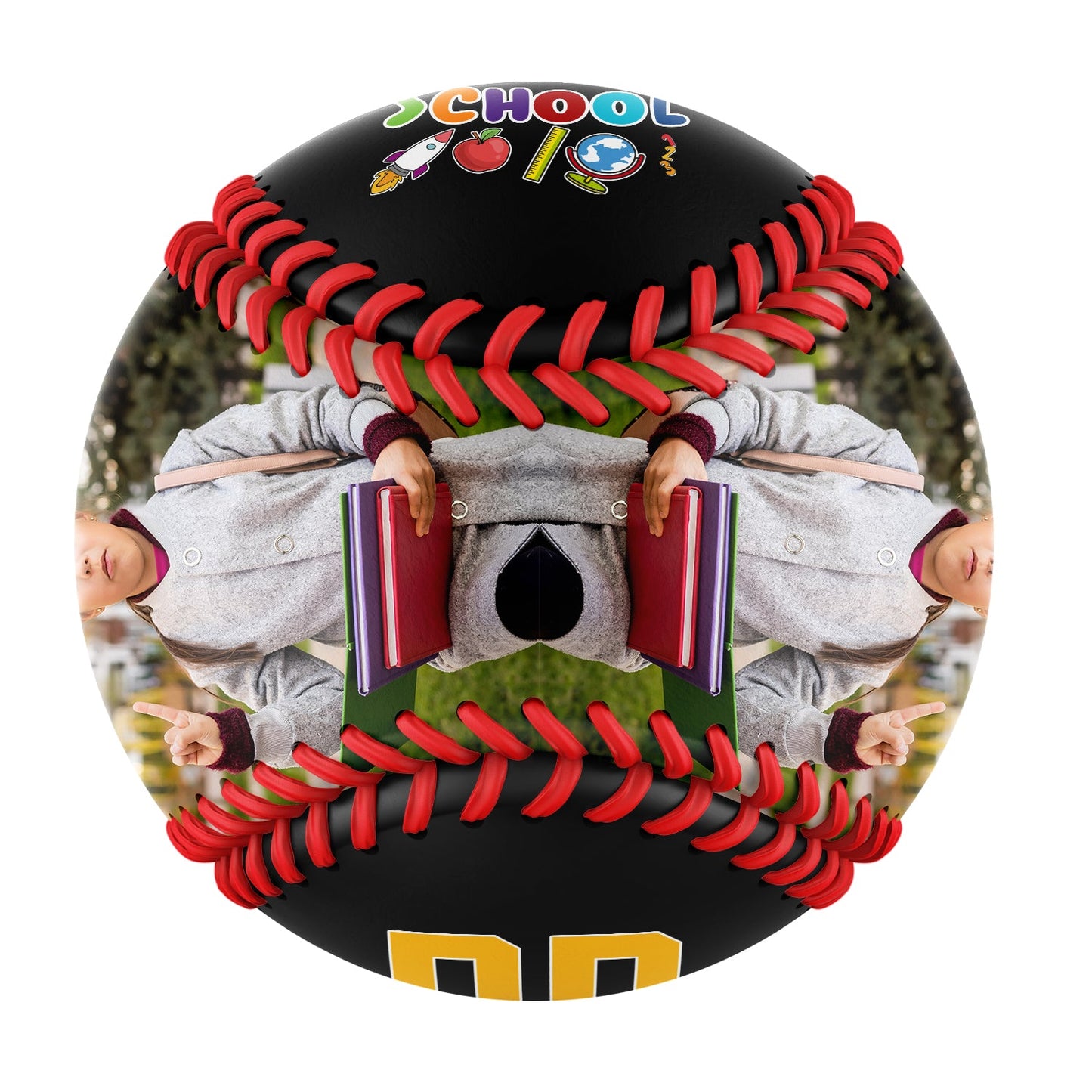 Custom Black Back To School Photo Baseballs