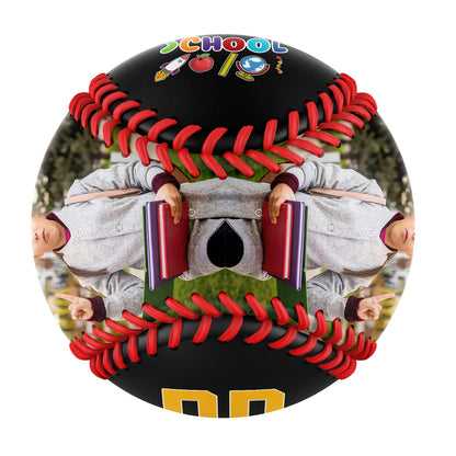 Custom Black Back To School Photo Baseballs