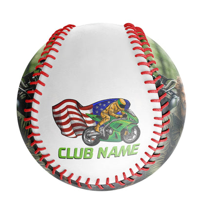 Custom White Flag Motorcycle Photo Baseballs