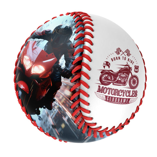 Custom White Born to Ride Motorcycle Club Photo Baseballs