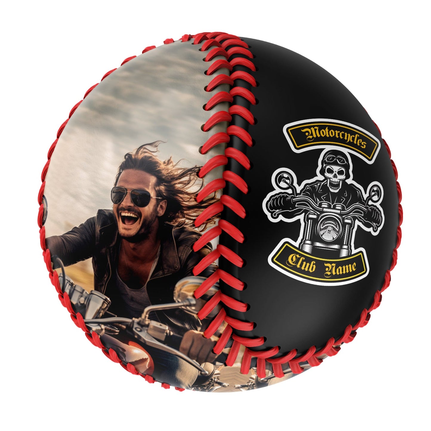 Custom Black Skull Motorcycle Club Photo Baseballs