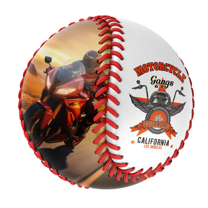 Custom White Flying Motorcycle Club Photo Baseballs