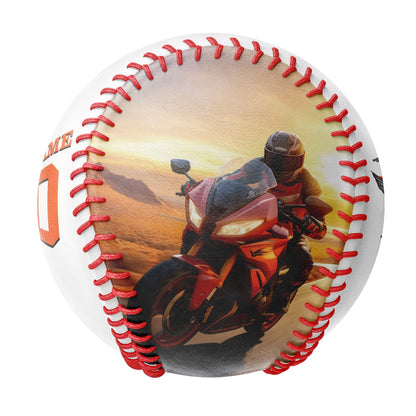 Custom White Flying Motorcycle Club Photo Baseballs