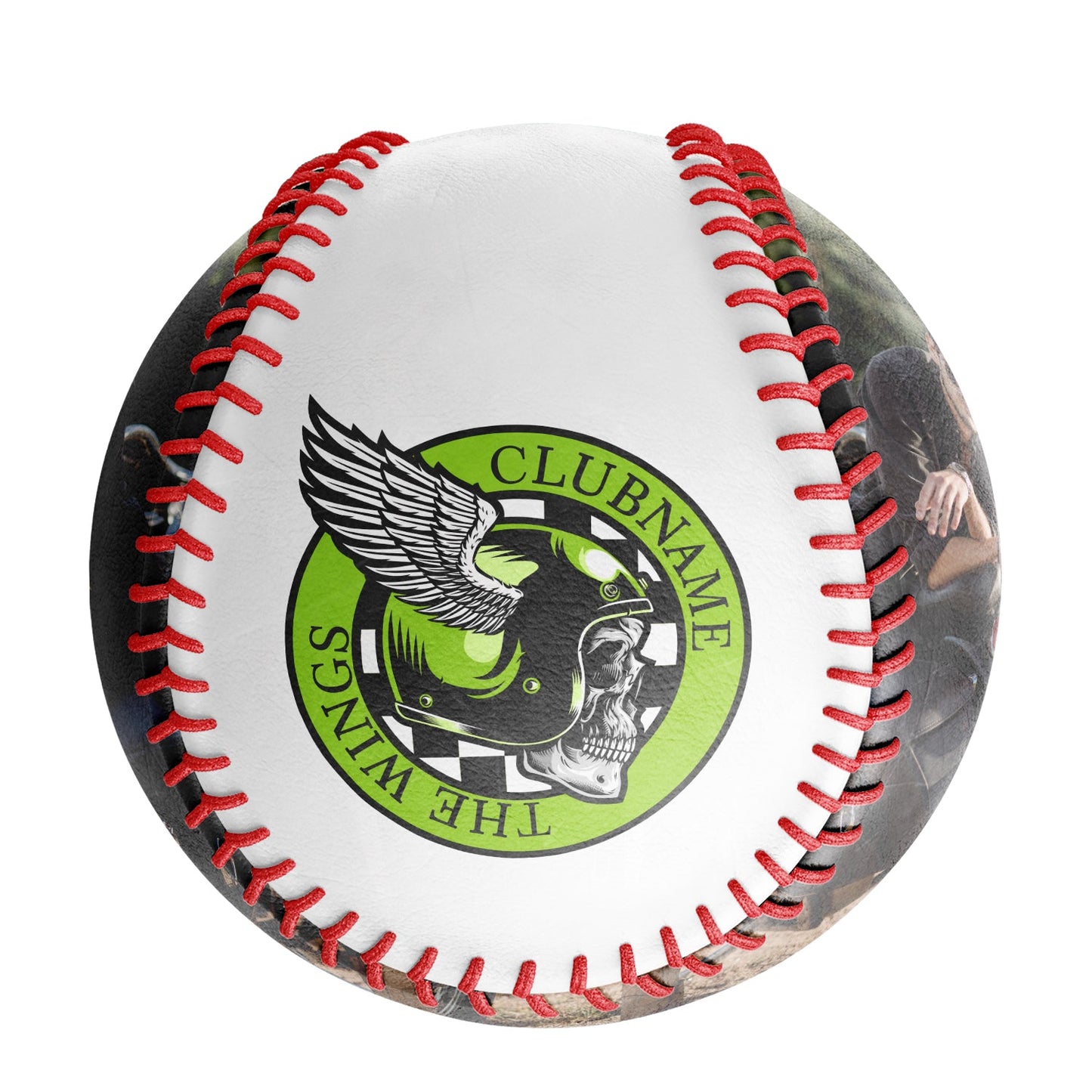 Custom White Wings Helmet Motorcycle Club Photo Baseballs