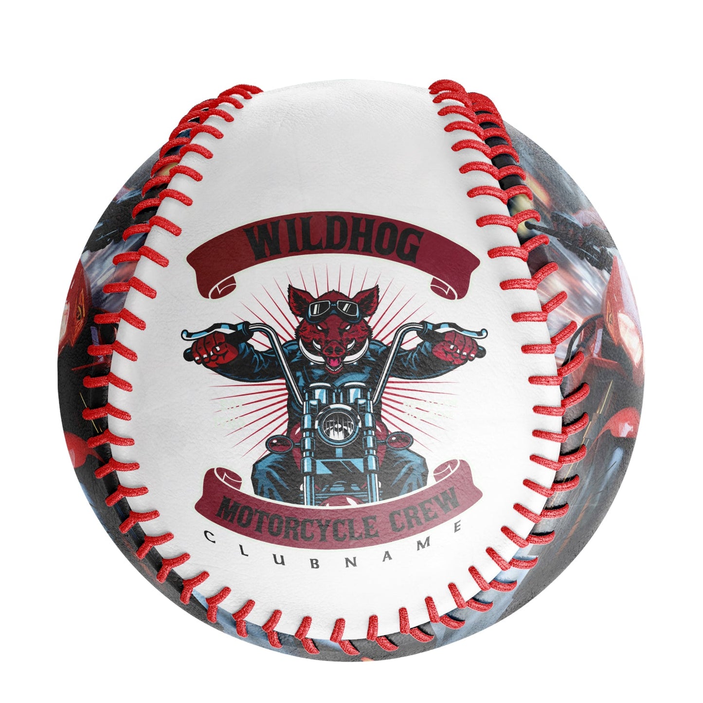 Custom White Wildhog Motorcycle Club Photo Baseballs