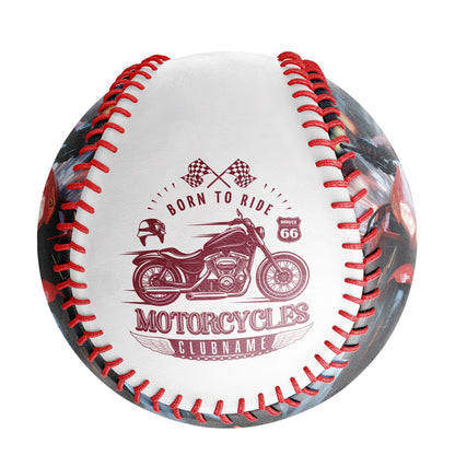 Custom White Born to Ride Motorcycle Club Photo Baseballs