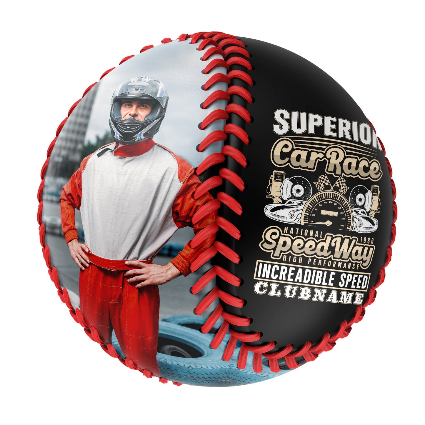 Custom Black Superior Car Race Motorcycle Club Photo Baseballs