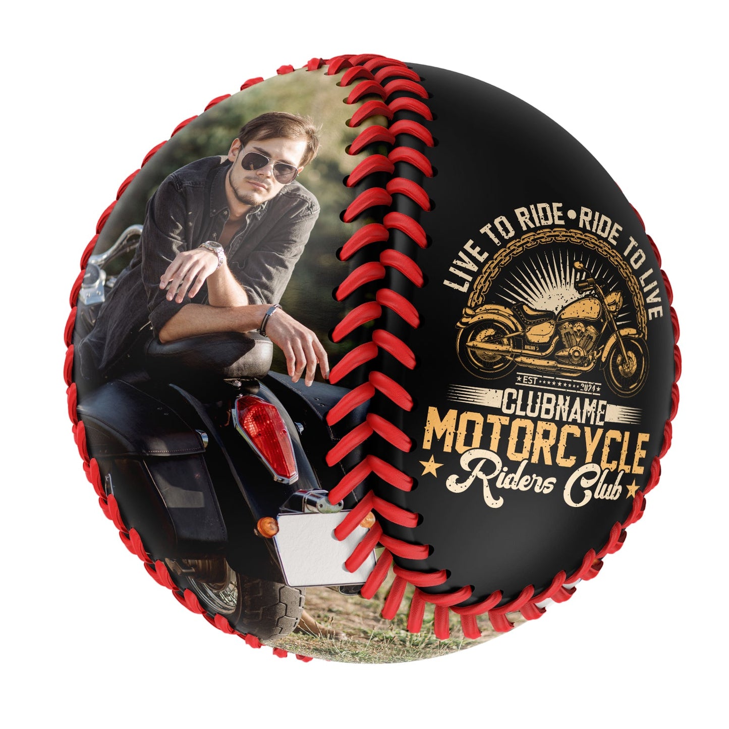 Custom Black Live to Ride Ride to Live Motorcycle Club Photo Baseballs