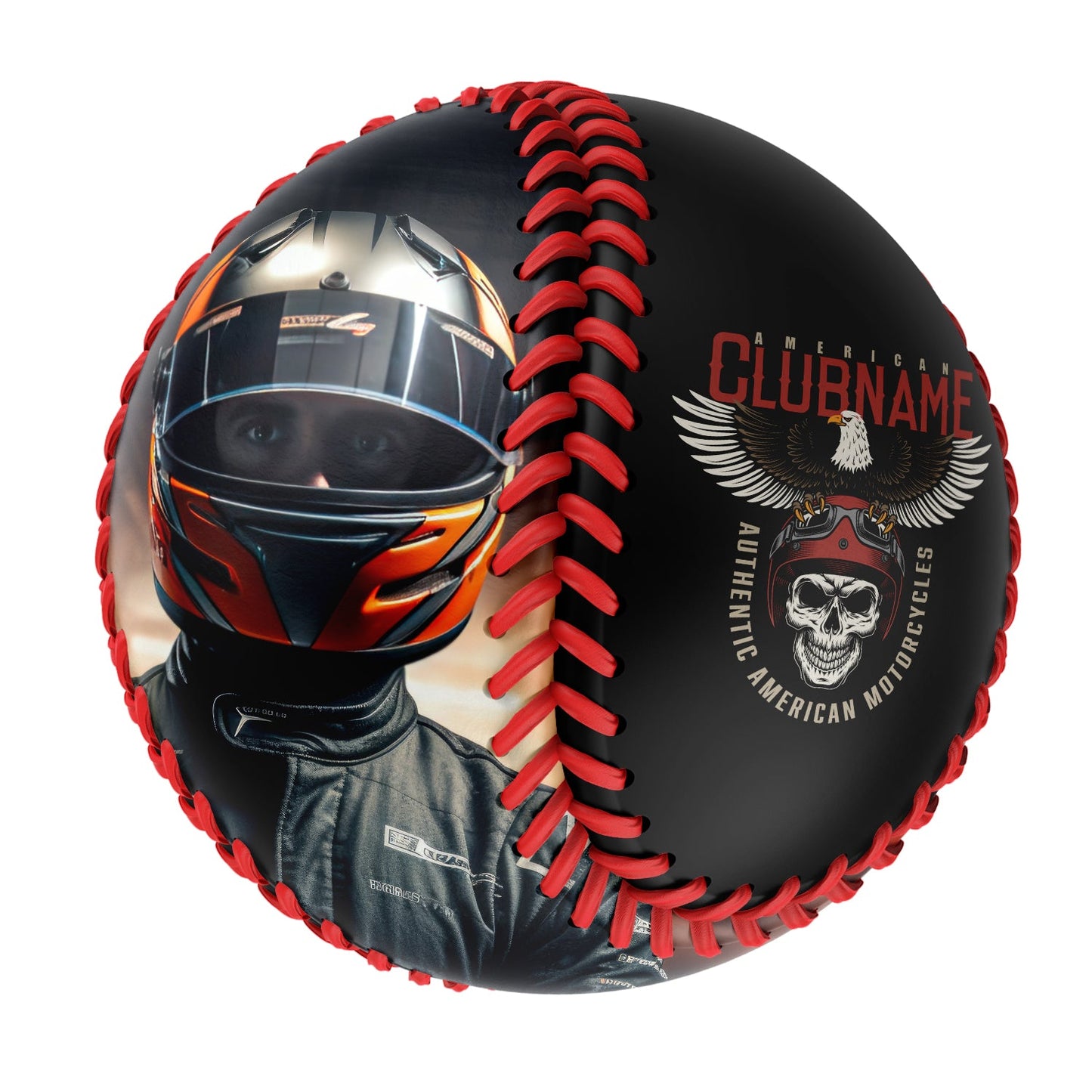 Custom Black Authentic American Motorcycle Club Photo Baseballs