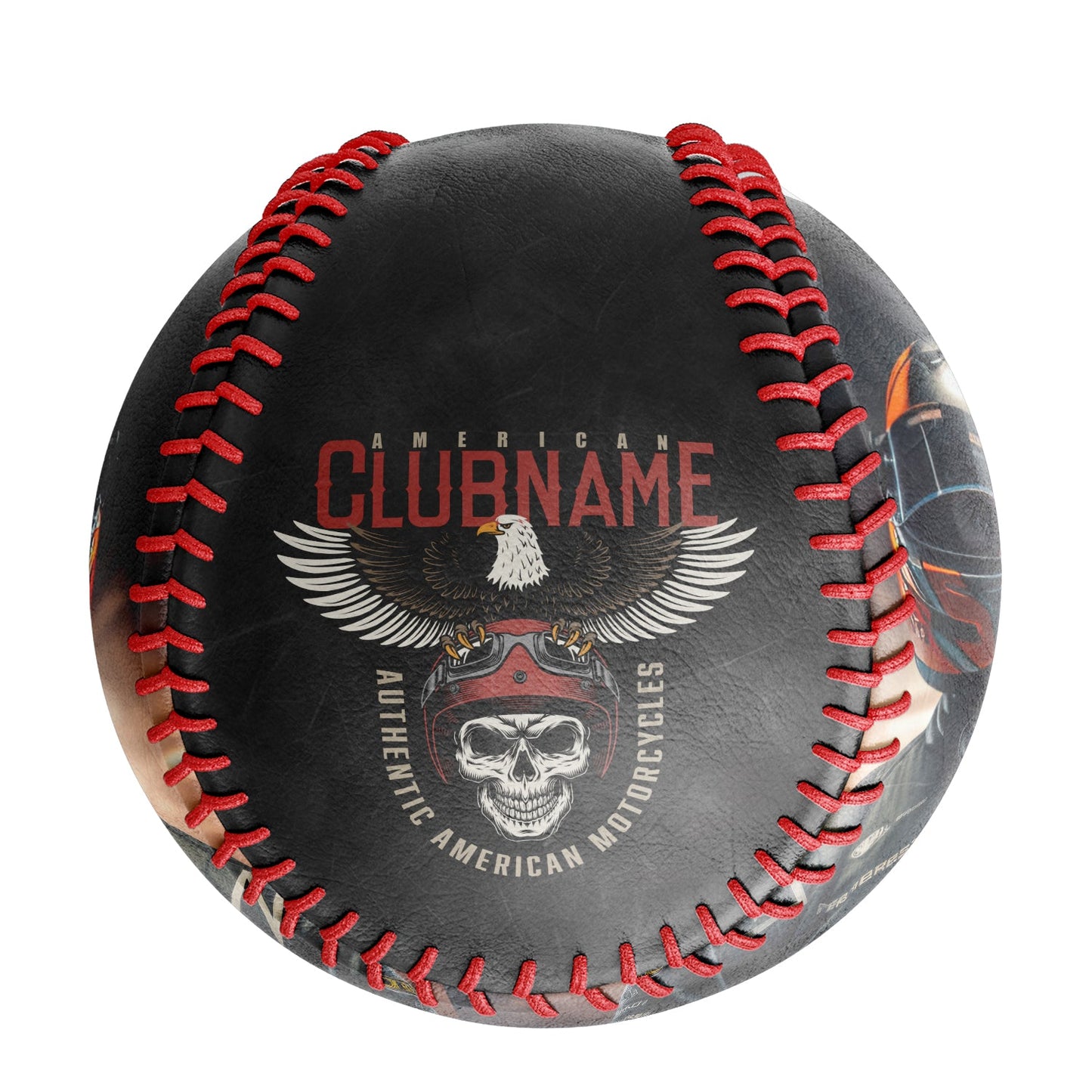 Custom Black Authentic American Motorcycle Club Photo Baseballs