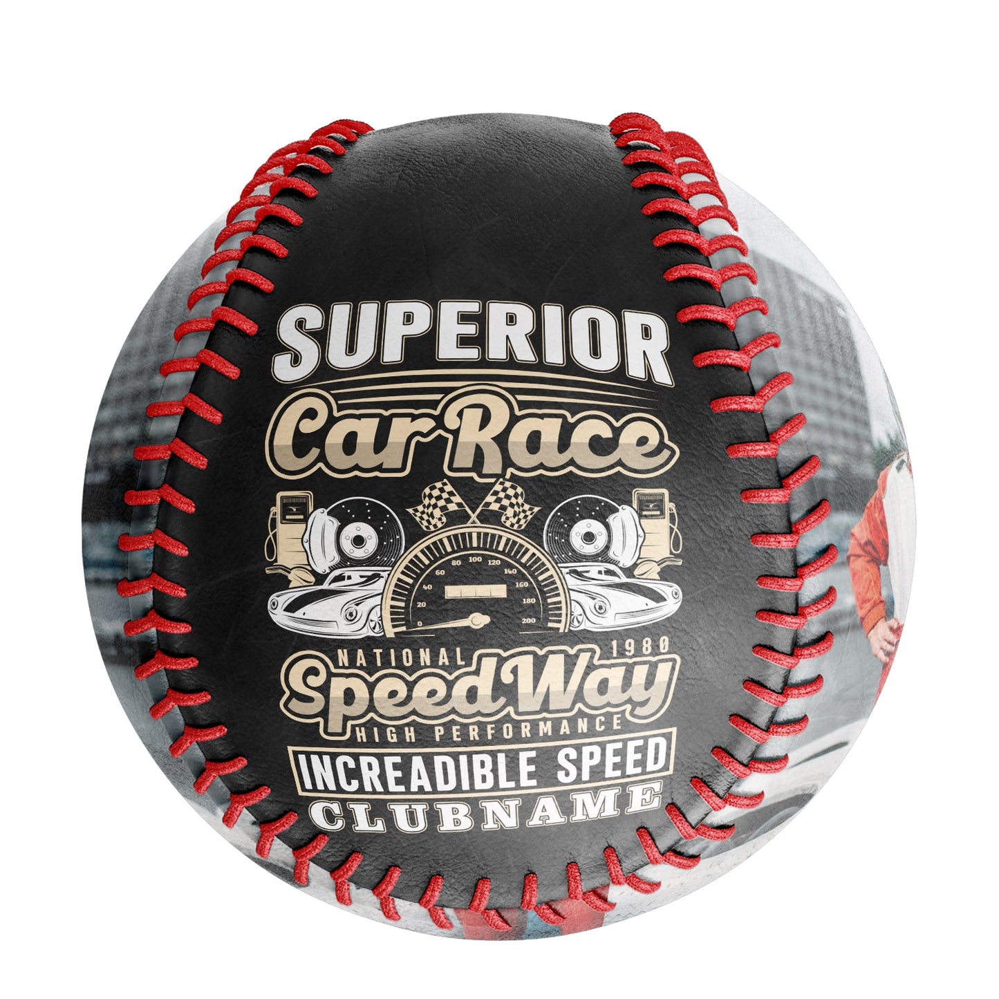 Custom Black Superior Car Race Motorcycle Club Photo Baseballs