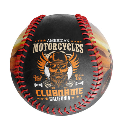 Custom Black Skull California Motorcycle Club Photo Baseballs