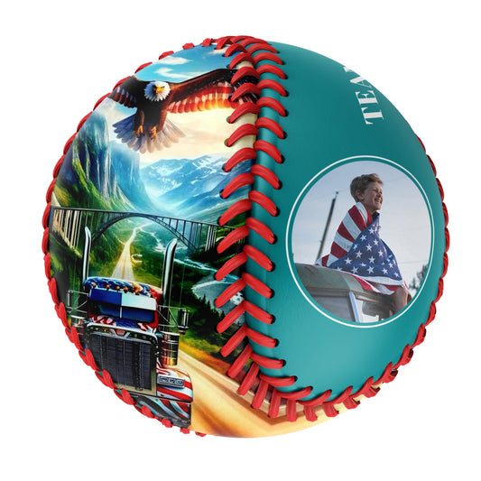 Custom Teal American Flag Eagle Truck Photo Baseballs