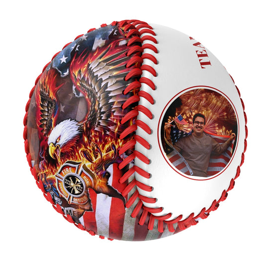 Custom White American Flag Eagle Photo Baseballs