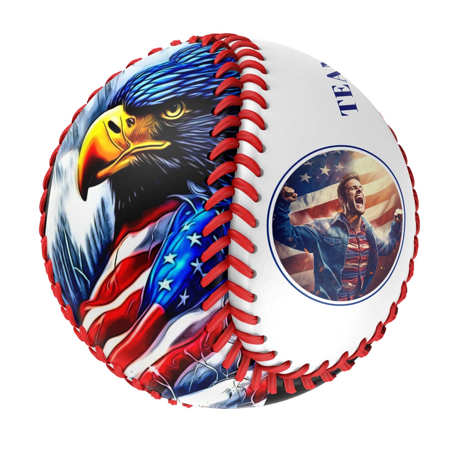 Custom White American Flag Eagle Photo Baseballs