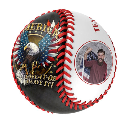 Custom White American Flag Eagle Photo Baseballs