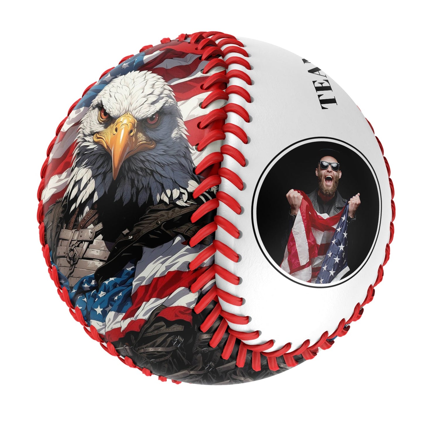 Custom White American Flag Eagle Photo Baseballs