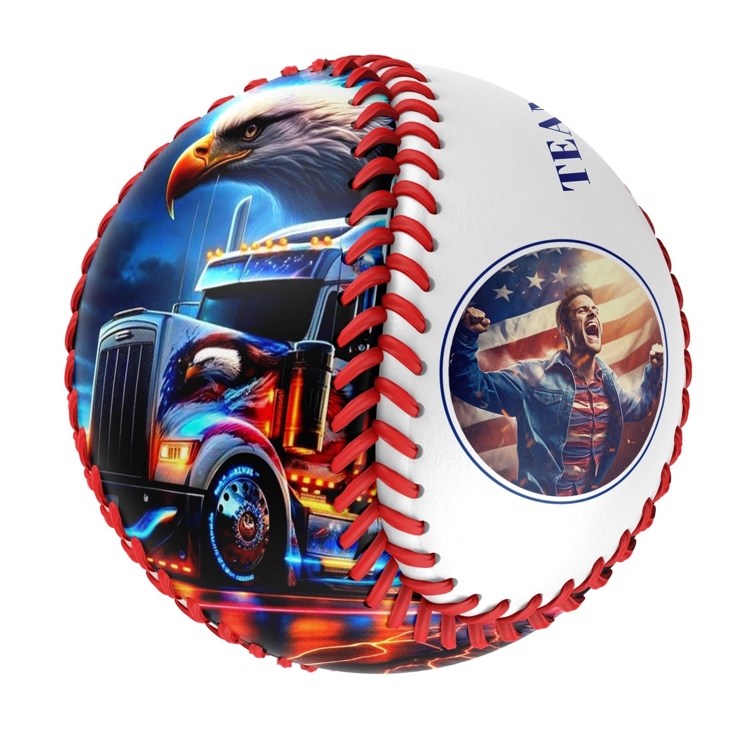 Custom White American Flag Eagle Truck Photo Baseballs