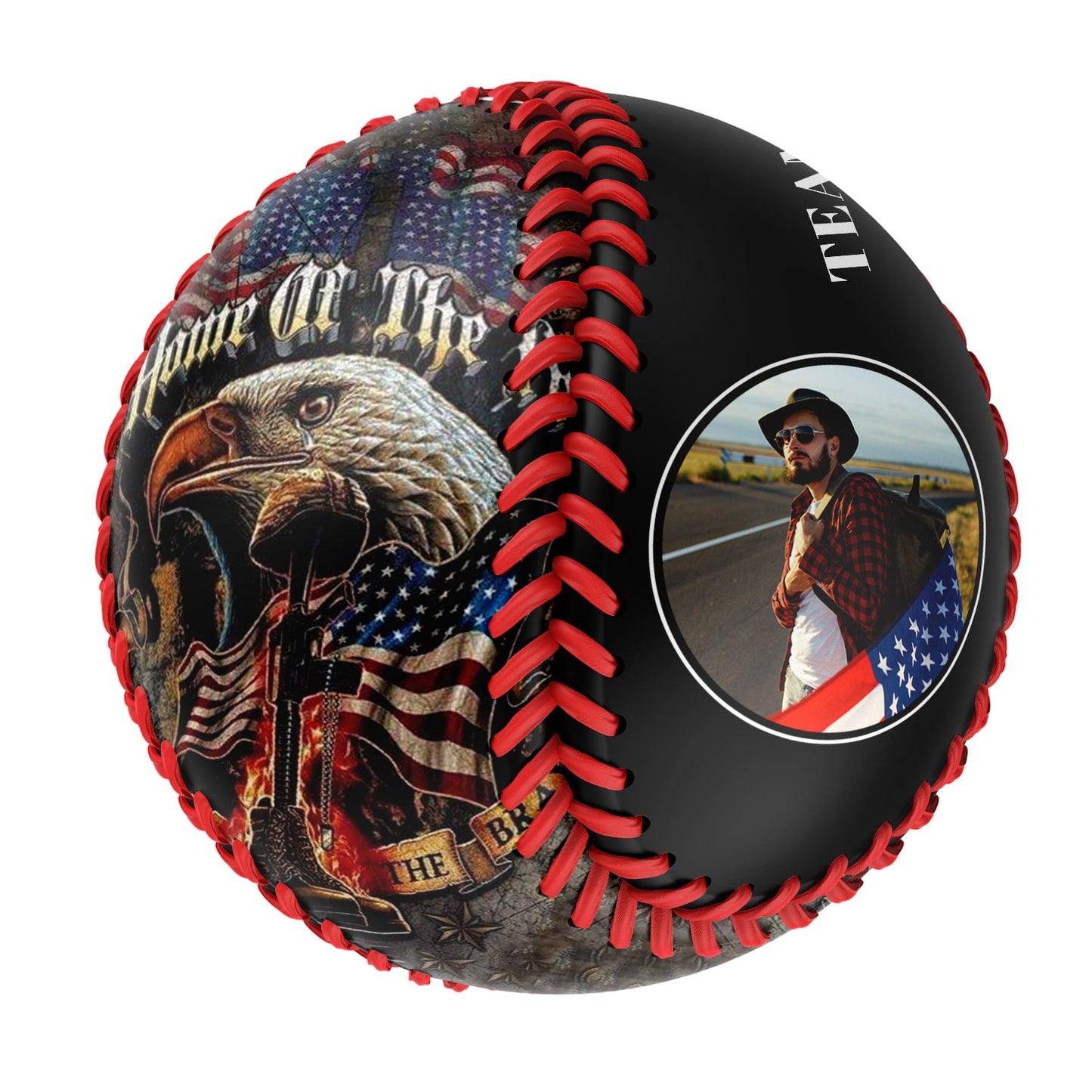 Custom Black American Flag Eagle Veterans Photo Baseballs