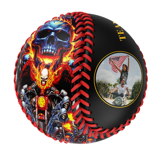 Custom Black Motorcycle Skull Photo Baseballs