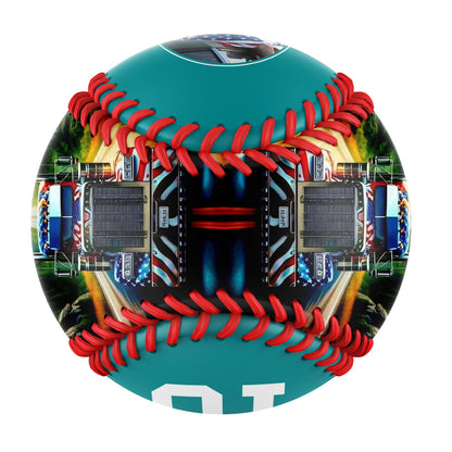 Custom Teal American Flag Eagle Truck Photo Baseballs