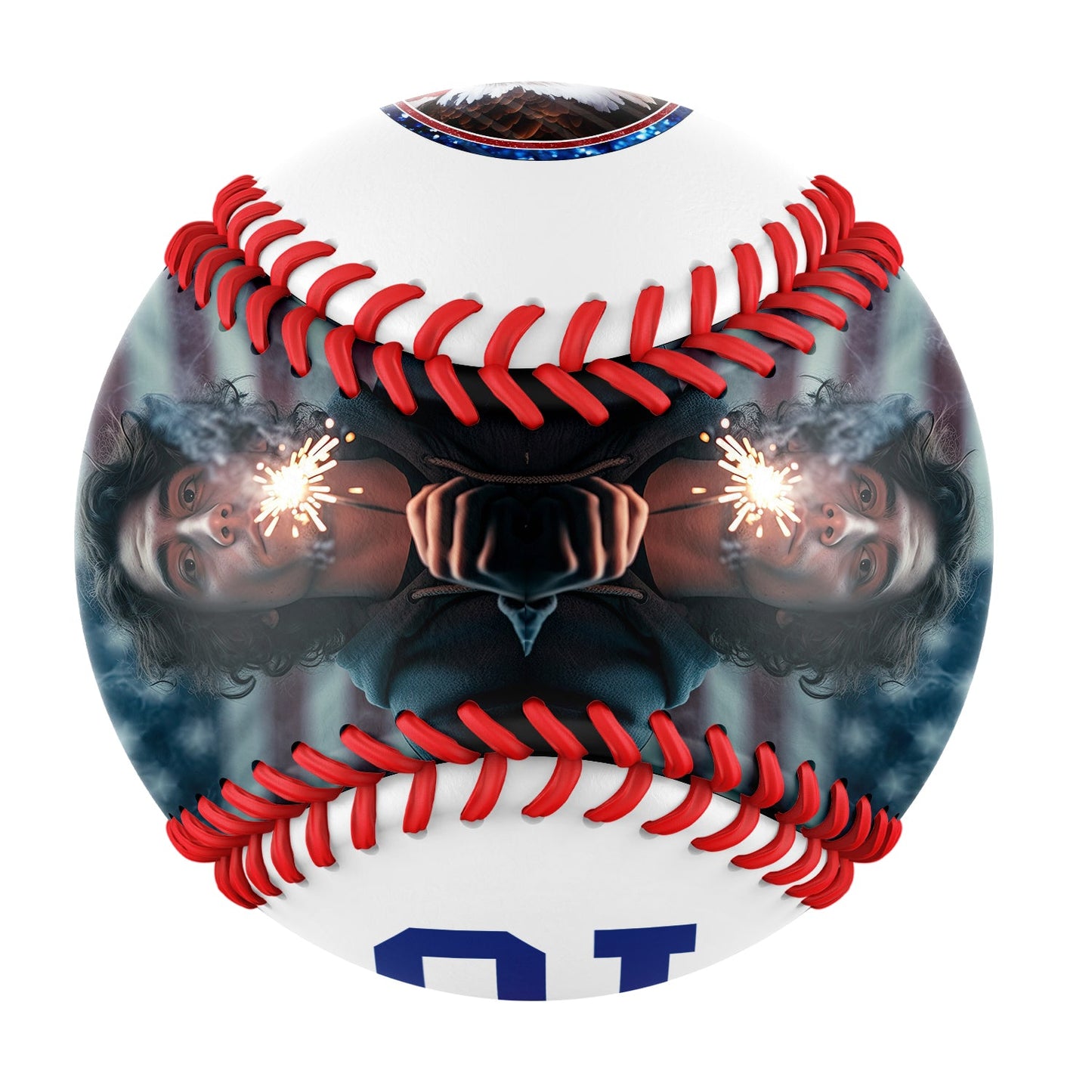 Custom White American Flag Eagle Photo Baseballs