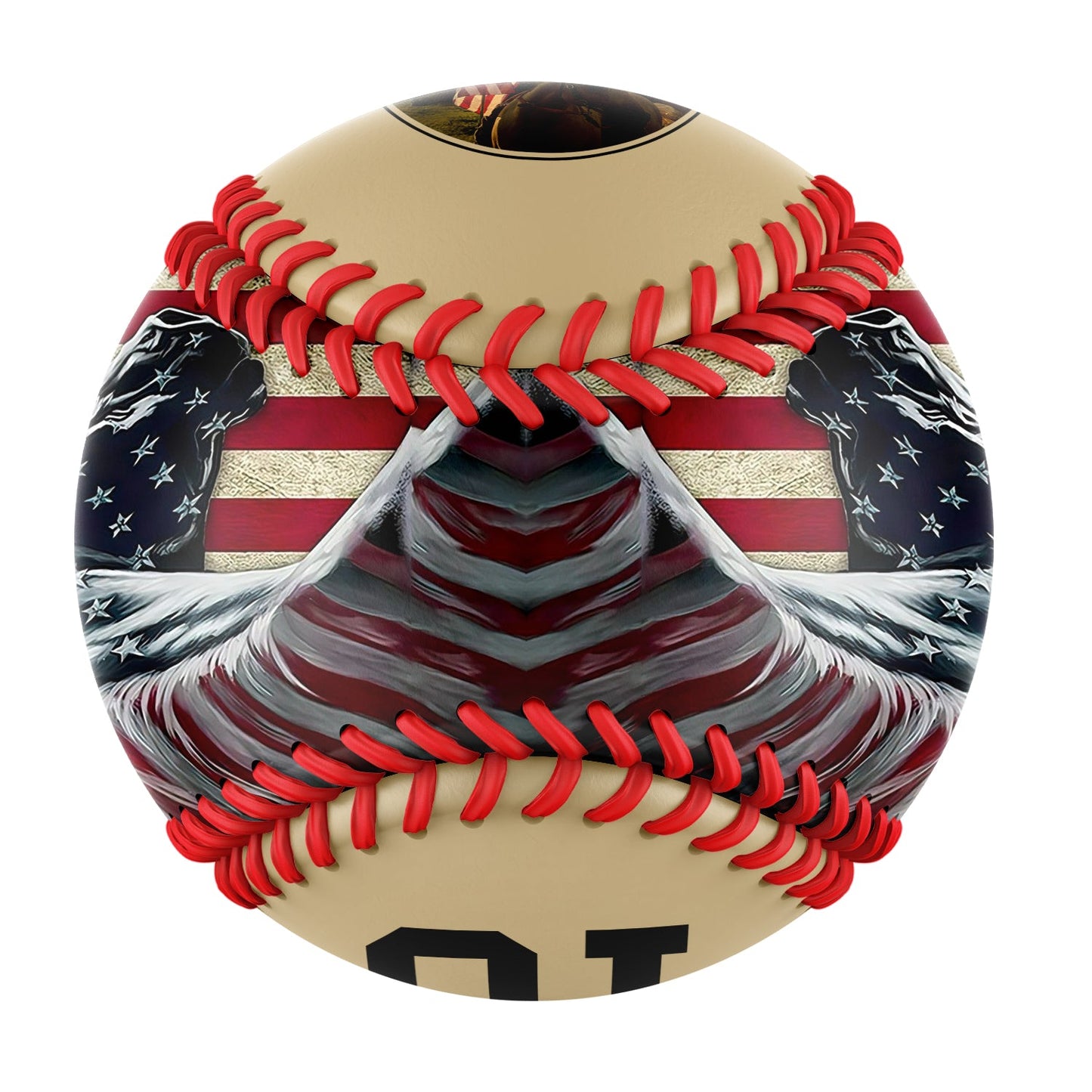 Custom Old Gold American Flag Horse Photo Baseballs