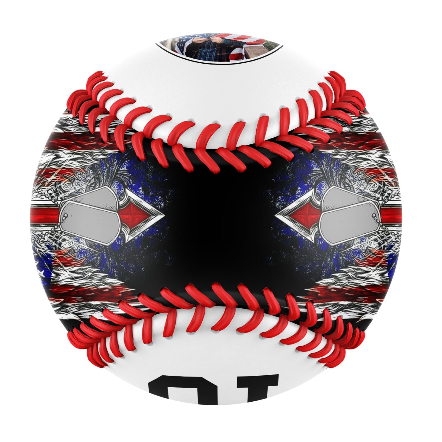 Custom White American Flag Cross Photo Baseballs