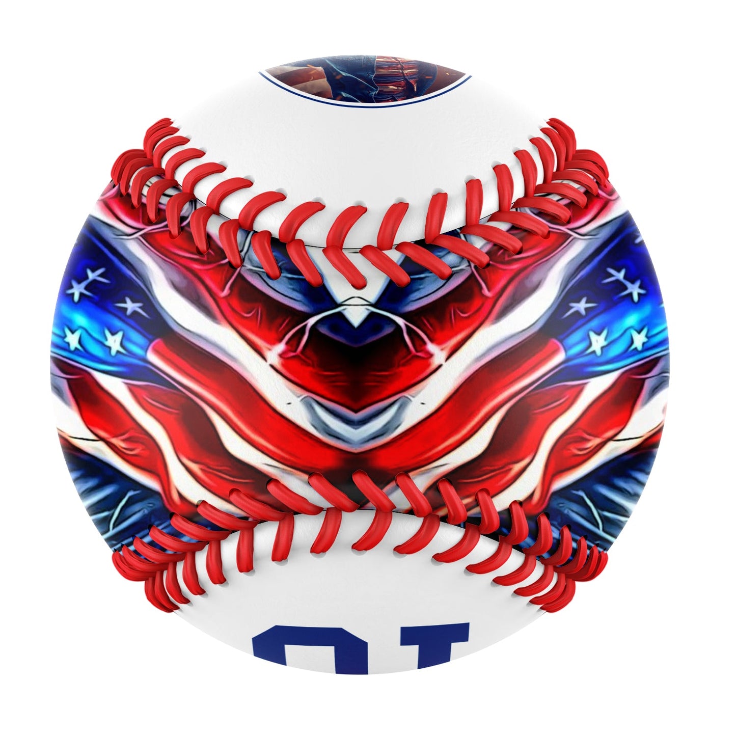 Custom White American Flag Eagle Photo Baseballs