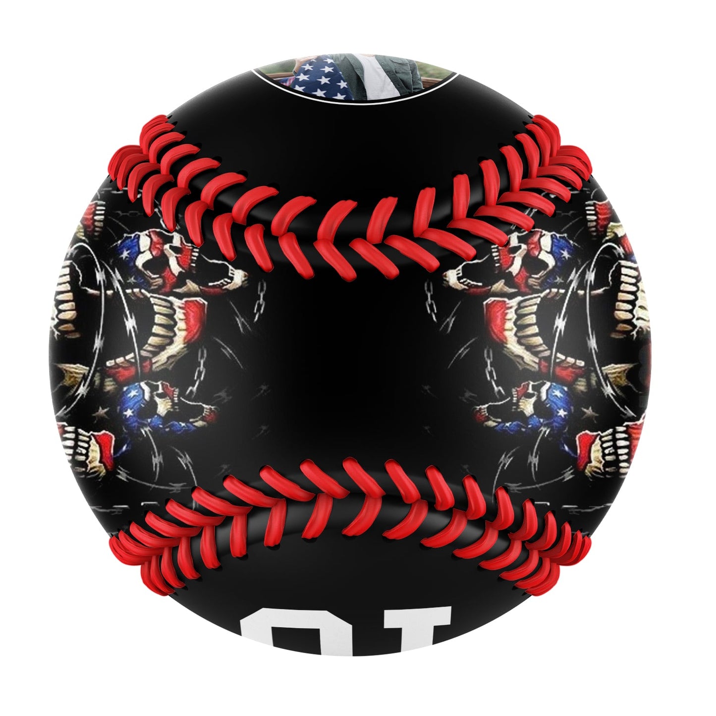 Custom Black American Flag Skull Photo Baseballs