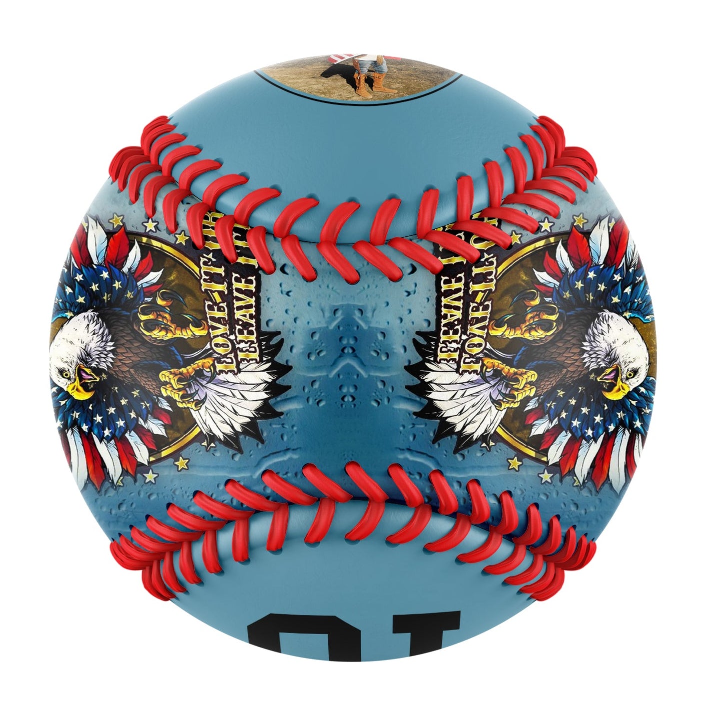 Custom Shadow Blue American Flag Eagle Photo Baseballs