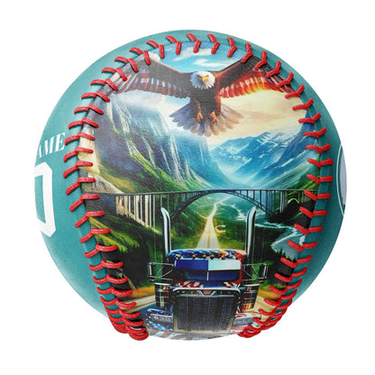 Custom Teal American Flag Eagle Truck Photo Baseballs