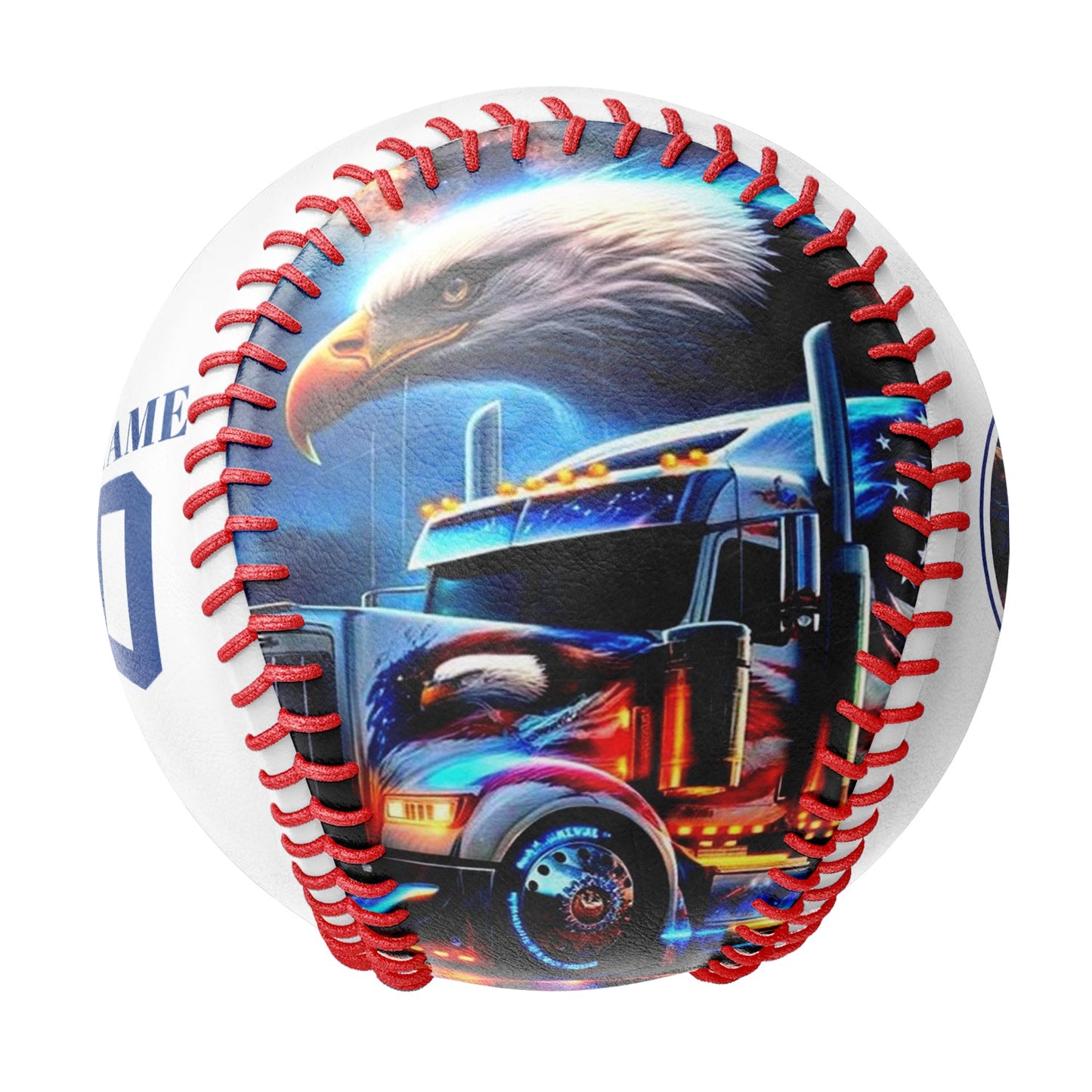 Custom White American Flag Eagle Truck Photo Baseballs