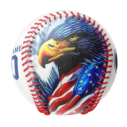 Custom White American Flag Eagle Photo Baseballs