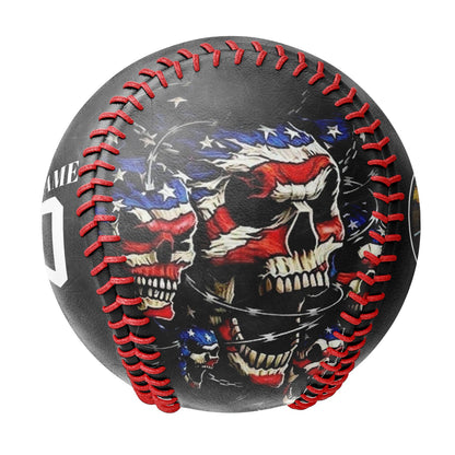 Custom Black American Flag Skull Photo Baseballs