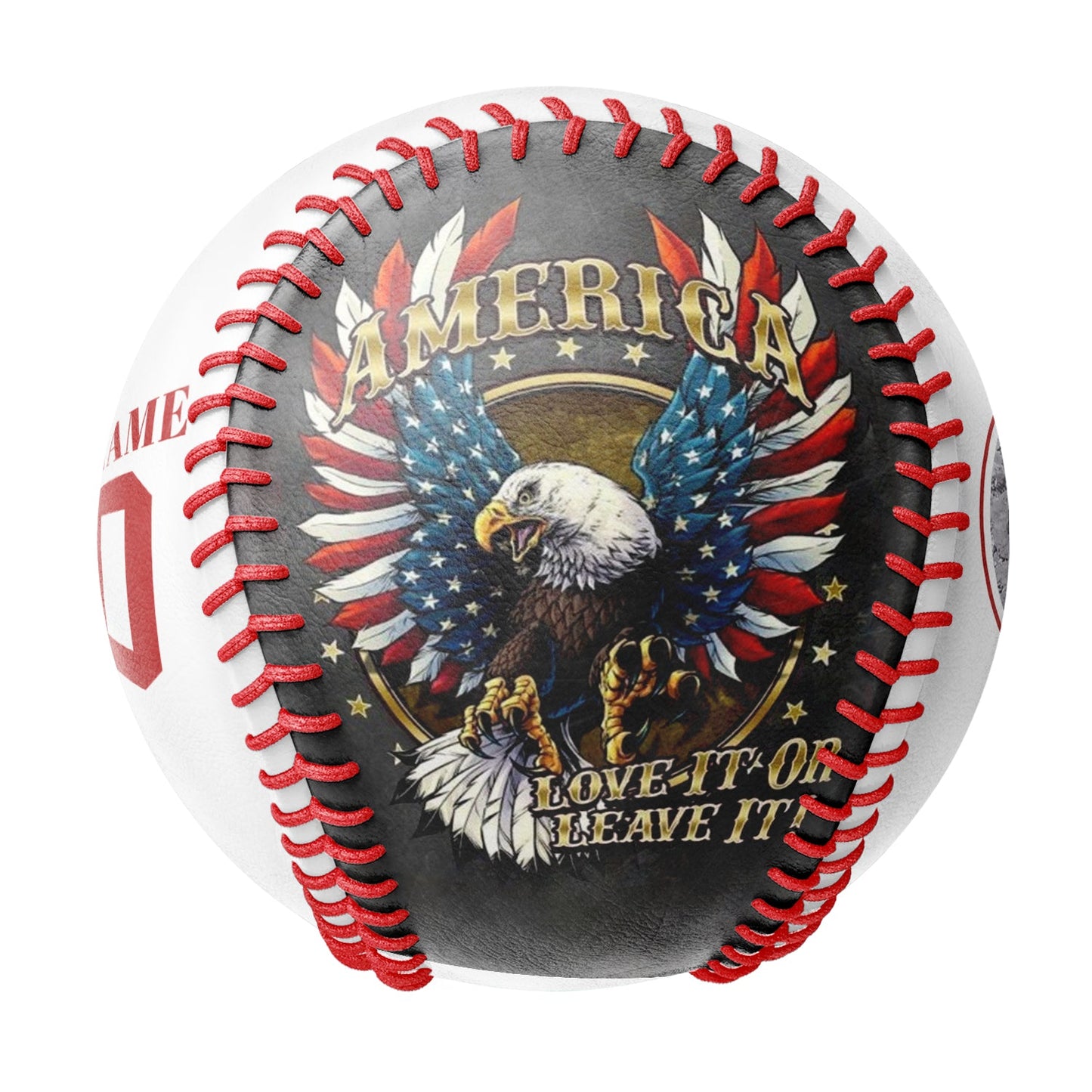 Custom White American Flag Eagle Photo Baseballs