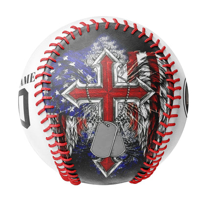 Custom White American Flag Cross Photo Baseballs