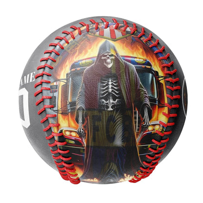 Custom Dark Grey American Flag Truck Grim Reaper Photo Baseballs