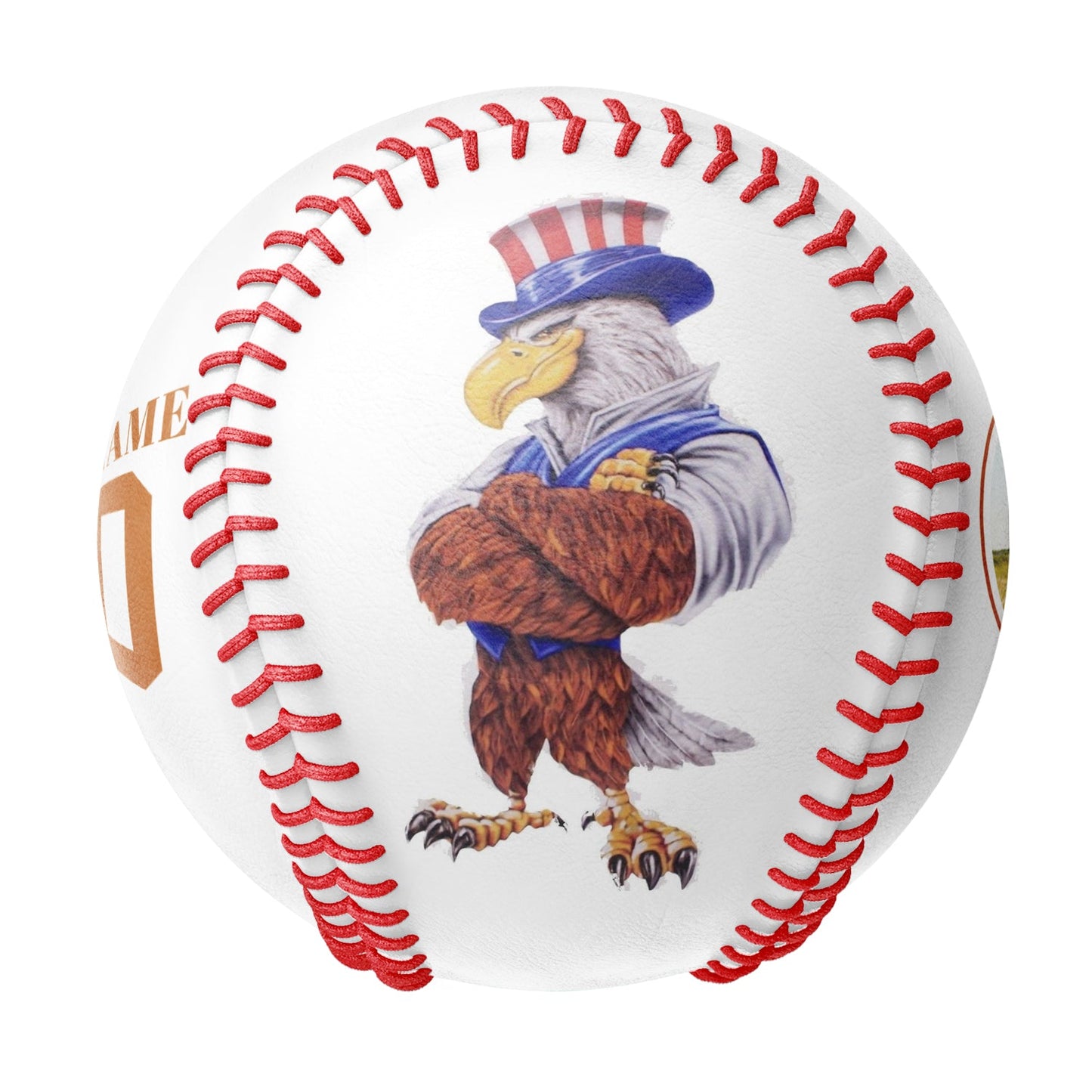 Custom White American Flag Eagle Photo Baseballs