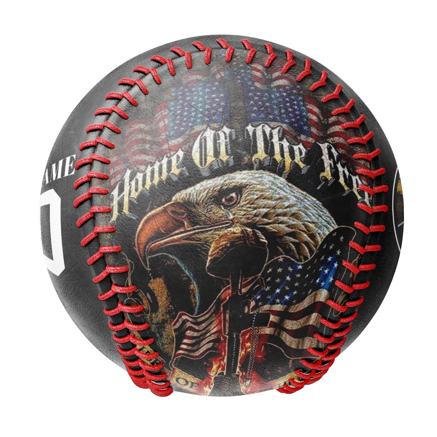 Custom Black American Flag Eagle Veterans Photo Baseballs