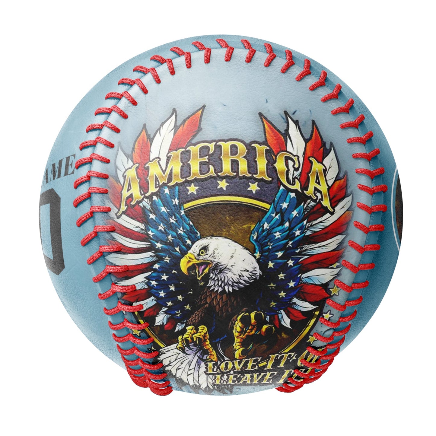 Custom Shadow Blue American Flag Eagle Photo Baseballs