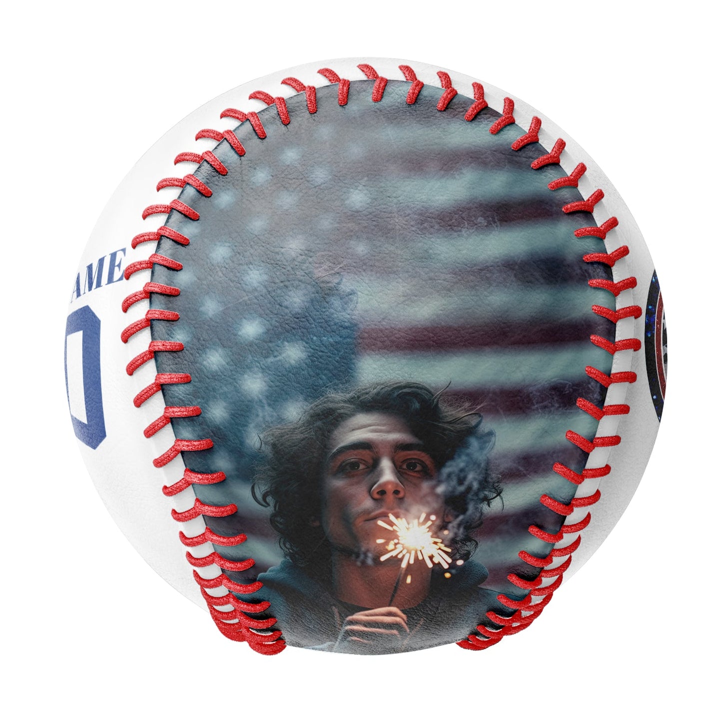 Custom White American Flag Eagle Photo Baseballs